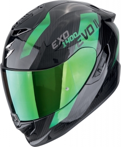 Moto přilba SCORPION EXO-1400 EVO II CARBON AIR PLATTED černo/zelená