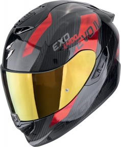 Moto přilba SCORPION EXO-1400 EVO II CARBON AIR PLATTED černo/červená